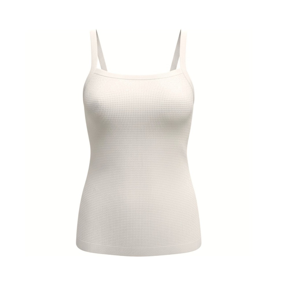 Banana Republic Waffle Knit Tank Top  L Cream Square Neck Hemp Cotton Minimalist